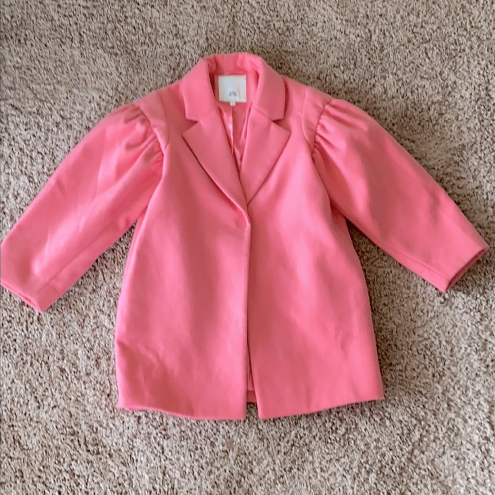 Pink Jackie O inspired Girls Bracelet Length Coat